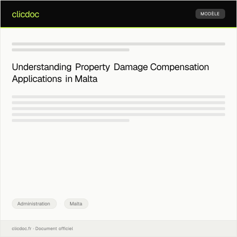 Document preview: Application for Compensation for Property Damage Caused During Tenancy — Administration, Malta