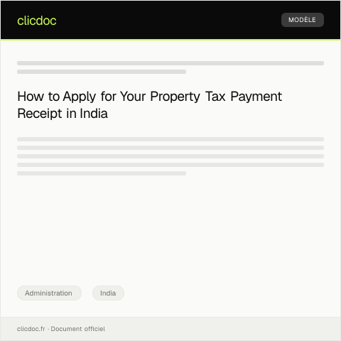 Document preview: Application for Property Tax Payment Receipt — Administration, India
