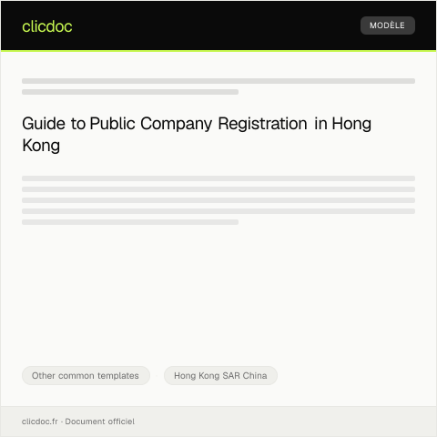 Document preview: Application for Public Company Registration (公共公司登記申請) — Other common templates, Hong Kong SAR China