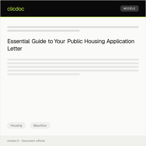 Document preview: Application for Public Housing Allocation (PSC Form 7/2023) — Housing, Mauritius