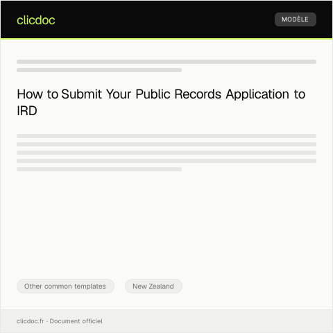 Document preview: Application for Public Records / Tono mō ngā Tuhinga tūmatanui — Other common templates, New Zealand