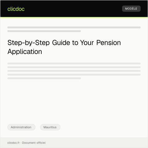 Document preview: Application for Public Service Pension — Administration, Mauritius