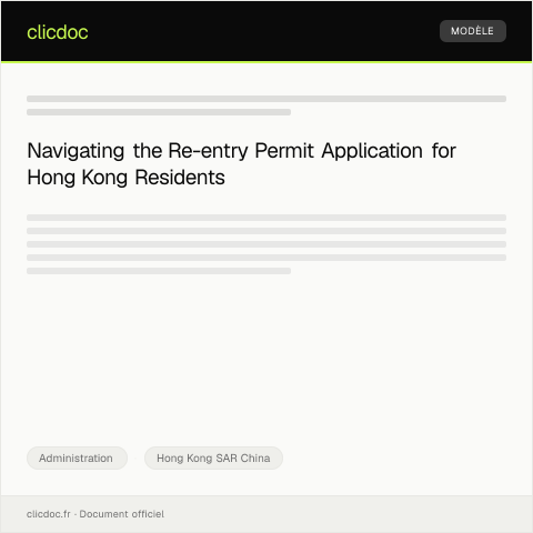 Document preview: Application for Re-entry Permit for Hong Kong Residents — Administration, Hong Kong SAR China