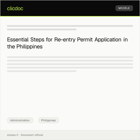 Document preview: Application for Re-entry Permit at the Bureau of Immigration — Administration, Philippines