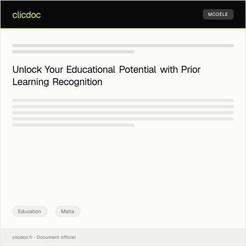Document preview: Application for Recognition of Prior Learning — Education, Malta