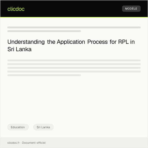 Document preview: Application for Recognition of Prior Learning — Education, Sri Lanka