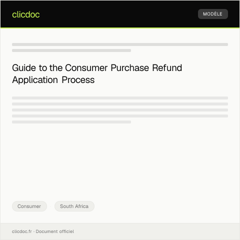 Document preview: Application for Refund of Consumer Purchase — Consumer, South Africa