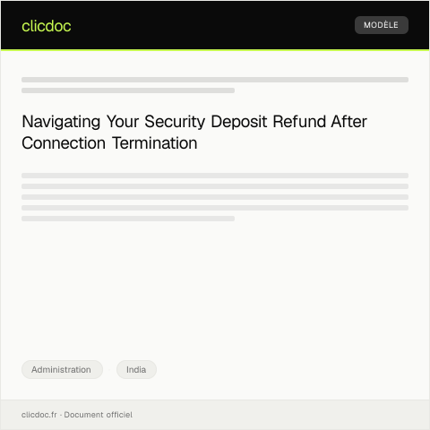 Document preview: Application for Refund of Security Deposit after Termination of Electricity Connection — Administration, India