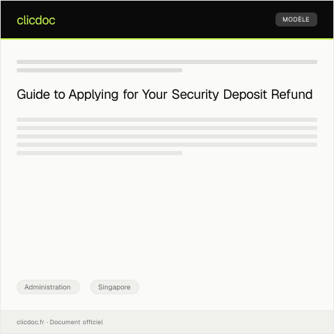 Document preview: Application for Refund of Security Deposit for Rental Apartment — Administration, Singapore