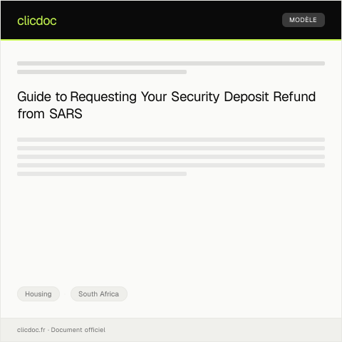 Document preview: Application for Refund of Security Deposit After Moving Out — Housing, South Africa