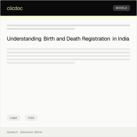 Document preview: Application for Registration of Birth and Death under the Birth and Death Registration Act — Legal, India