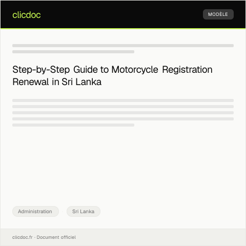 Document preview: Application for Registration Renewal of Motorcycle — Administration, Sri Lanka