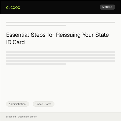 Document preview: Application for Reissue of State ID Card — Administration, United States