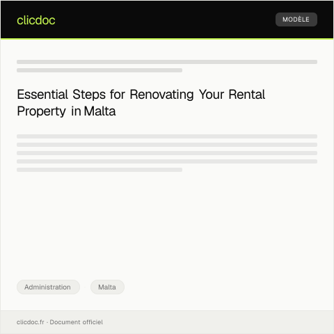 Document preview: Application for Permission to Renovate Rental Property — Administration, Malta