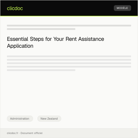 Document preview: Application for Rent Assistance from Ministry of Social Development — Administration, New Zealand