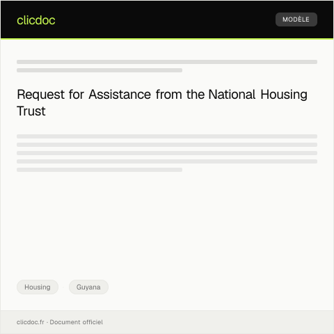 Document preview: Application for Rent Assistance from the National Housing Trust — Housing, Guyana