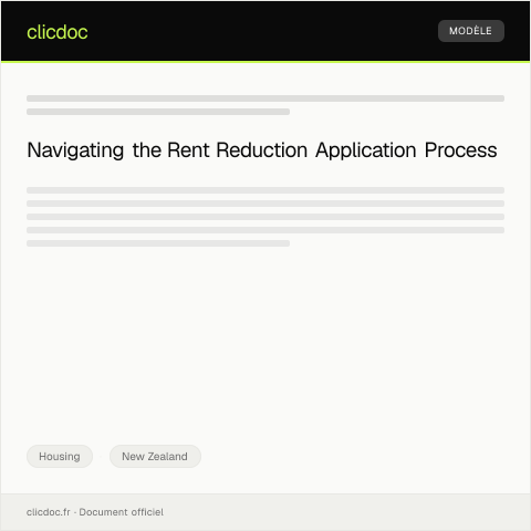 Document preview: Application for Rent Reduction / Tono Tahu Reiti Rongā — Housing, New Zealand