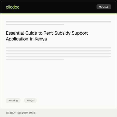 Document preview: Application for Rent Subsidy Support — Housing, Kenya