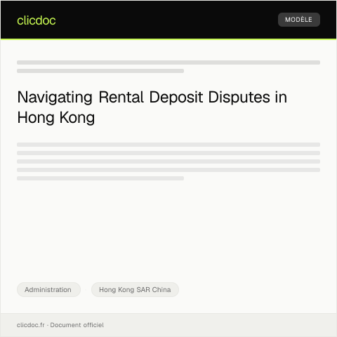 Document preview: Application for Rental Deposit Refund Dispute Resolution — Administration, Hong Kong SAR China