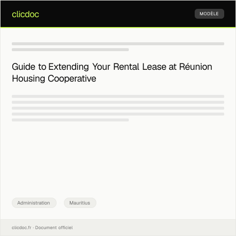 Document preview: Application for Extension of Rental Lease at Réunion Housing Cooperative — Administration, Mauritius