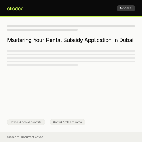 Document preview: Application for Rental Subsidy from Dubai Housing Authority — Taxes & social benefits, United Arab Emirates
