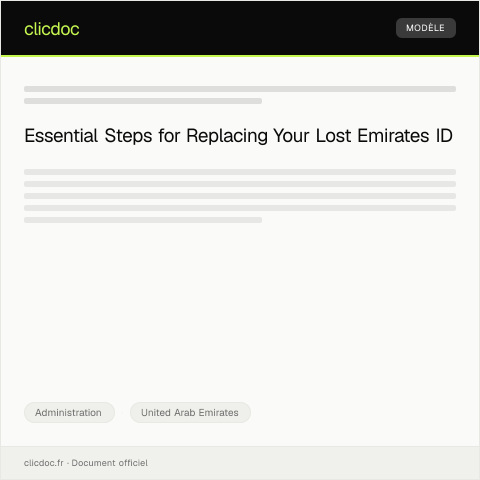 Document preview: Application for Replacement of Lost Emirates ID at ICA — Administration, United Arab Emirates