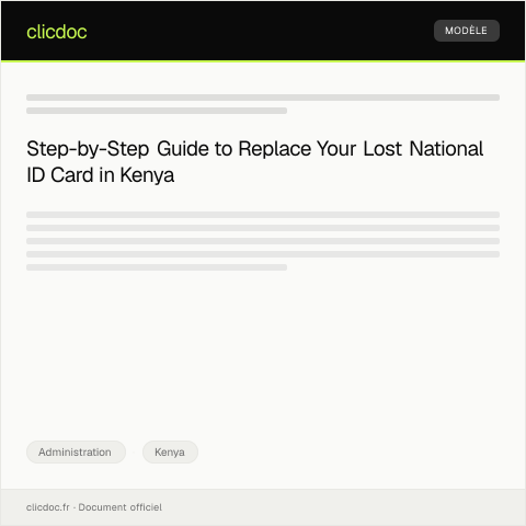 Document preview: Application for Replacement of Lost National ID Card at the National Registration Bureau — Administration, Kenya