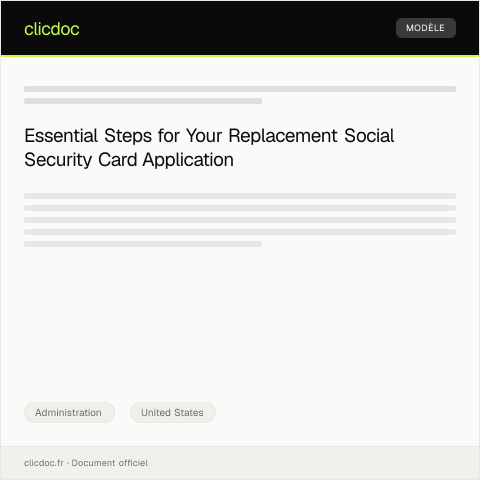 Document preview: Application for Replacement Social Security Card at SSA Office — Administration, United States