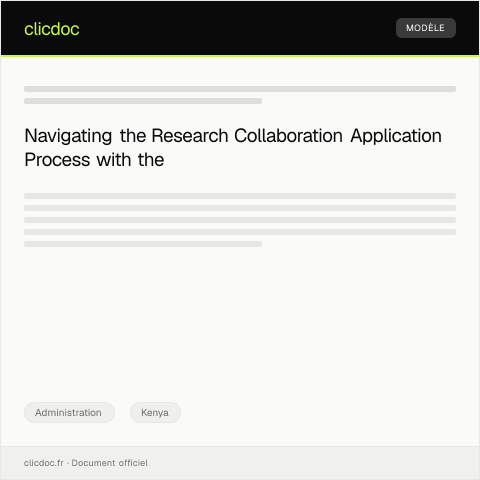 Document preview: Application for Research Collaboration with University of Nairobi — Administration, Kenya