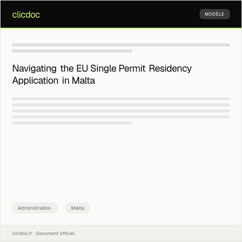 Document preview: Application for Residency Certificate - EU Single Permit — Administration, Malta
