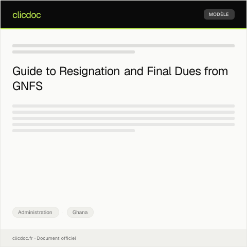 Document preview: Application for Resignation and Final Dues from Ghana National Fire Service — Administration, Ghana
