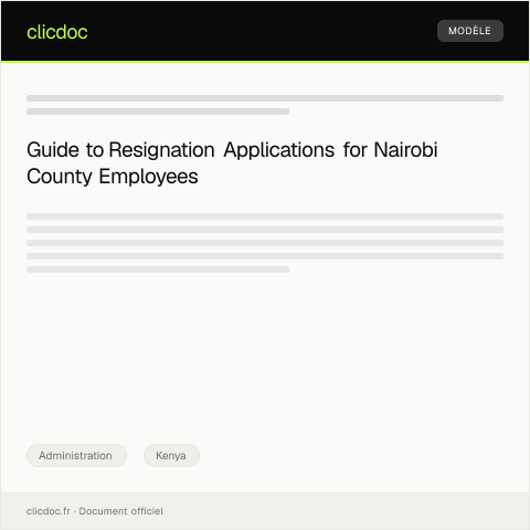 Document preview: Application for Resignation from County Government of Nairobi Staff Position — Administration, Kenya