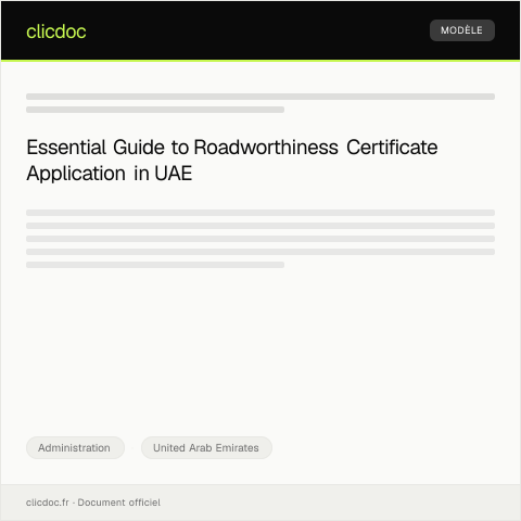 Document preview: Application for Roadworthiness Certificate for Vehicle Registration Renewal — Administration, United Arab Emirates