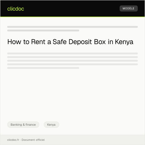 Document preview: Application for Safe Deposit Box Rental (Form BK-SDB016) — Banking & finance, Kenya