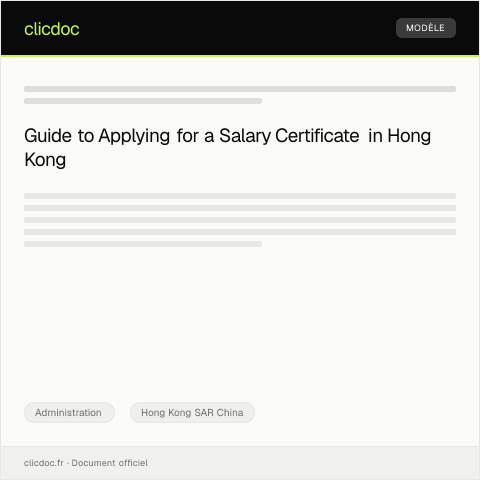 Document preview: Application for Salary Certificate for Loan Processing — Administration, Hong Kong SAR China