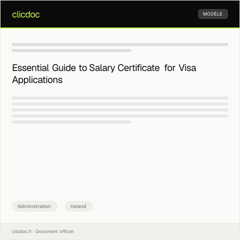 Document preview: Application for Salary Certificate for Visa Purposes — Administration, Ireland