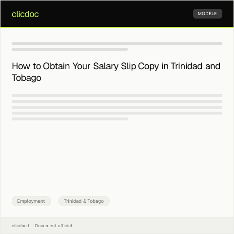 Document preview: Application for Salary Slip Copy — Employment, Trinidad & Tobago