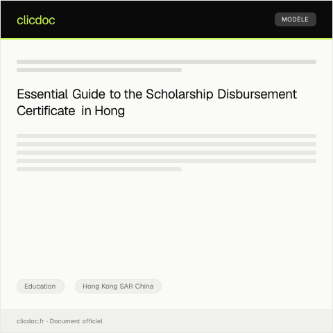 Document preview: Application for Scholarship Disbursement Certificate — Education, Hong Kong SAR China