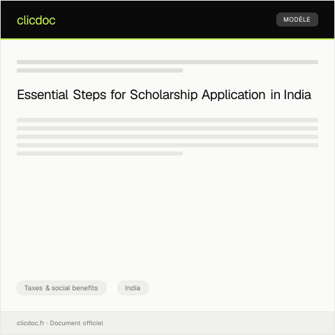 Document preview: Application for scholarship or fee reimbursement under government scheme — Taxes & social benefits, India