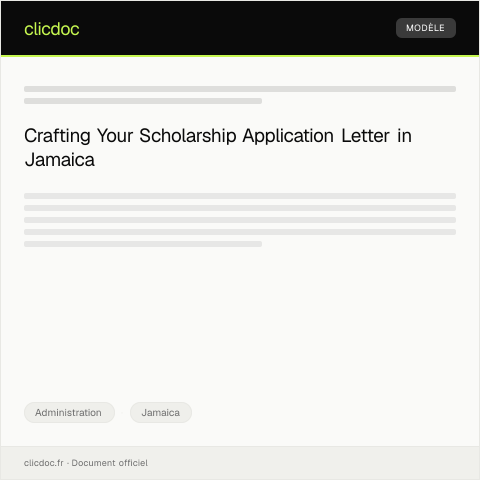 Document preview: Application for Scholarship Support from Ministry of Education — Administration, Jamaica