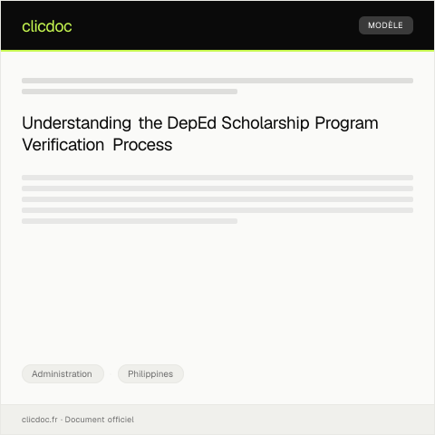 Document preview: Application for Scholarship Program Verification from DepEd — Administration, Philippines