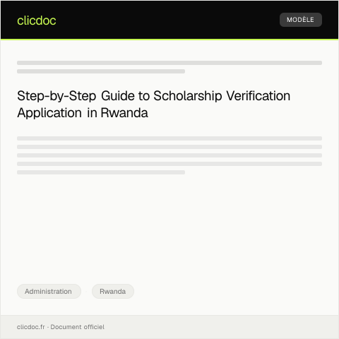 Document preview: Application for Scholarship Verification from Rwanda Education Board — Administration, Rwanda