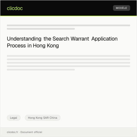 Document preview: Application for Search Warrant 搜查令申請 — Legal, Hong Kong SAR China