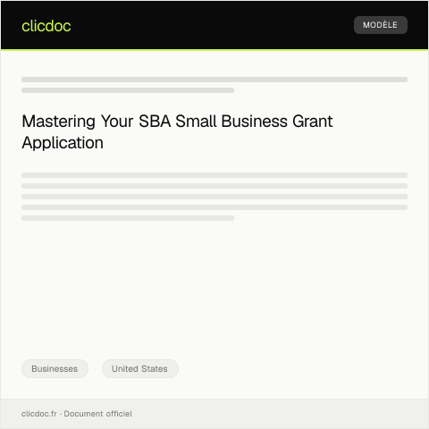 Document preview: Application for Small Business Grant from SBA — Businesses, United States