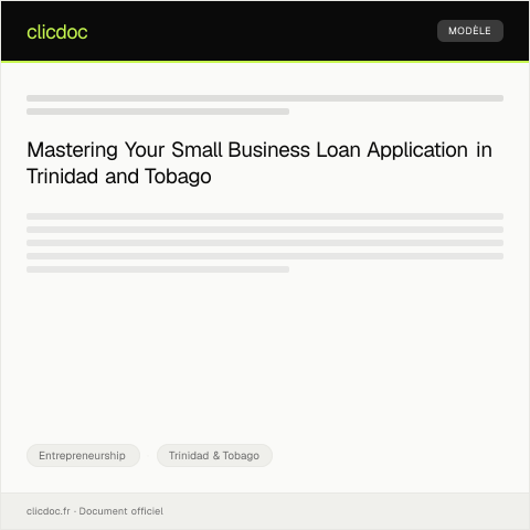Document preview: Application for Small Business Loan — Entrepreneurship, Trinidad & Tobago
