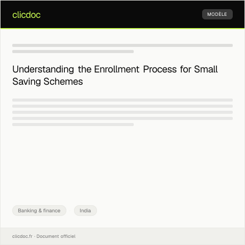 Document preview: Application for Small Saving Schemes Enrollment — Banking & finance, India