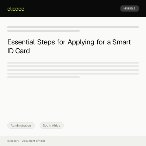 Document preview: Application for Smart ID Card — Administration, South Africa