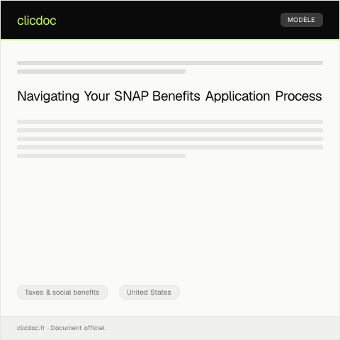 Document preview: Application for Supplemental Nutrition Assistance Program (SNAP) Benefits — Taxes & social benefits, United States