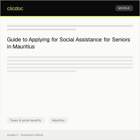 Document preview: Application for Social Assistance for Elderly Citizens — Taxes & social benefits, Mauritius