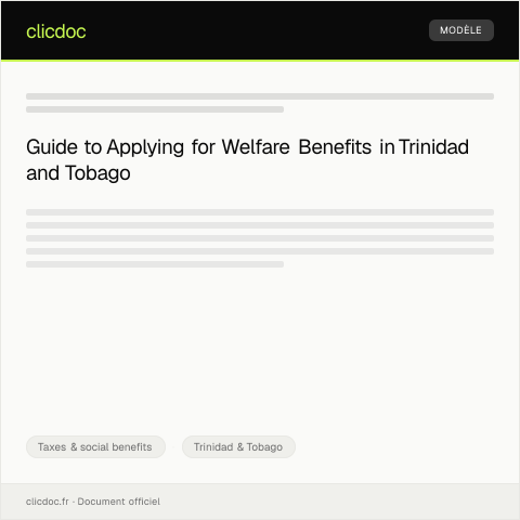 Document preview: Application for Social Assistance or Welfare Benefits — Taxes & social benefits, Trinidad & Tobago